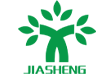 Logo of Dongying Jiasheng New Material Co., Ltd featuring the word \'JIASHENG\' in front of a green tree symbol, representing the company\'s focus on durable and aesthetic faux wood shutter products