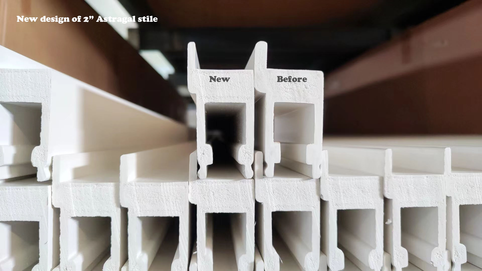 White Painted Eco-frindly PVC Plantation Shutters Components 2inch Astragal Stile for Australia Market