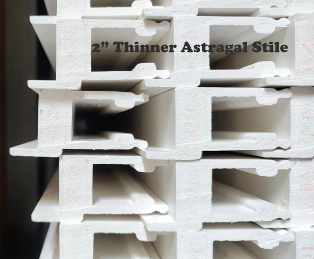 White Painted Eco-frindly PVC Plantation Shutters Components 2inch Astragal Stile for Australia Market